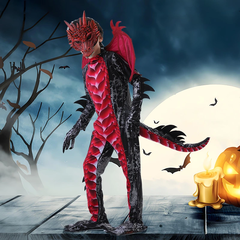 Halloween Parade Drakenkostuum voor kinderen met afneembare vleugels