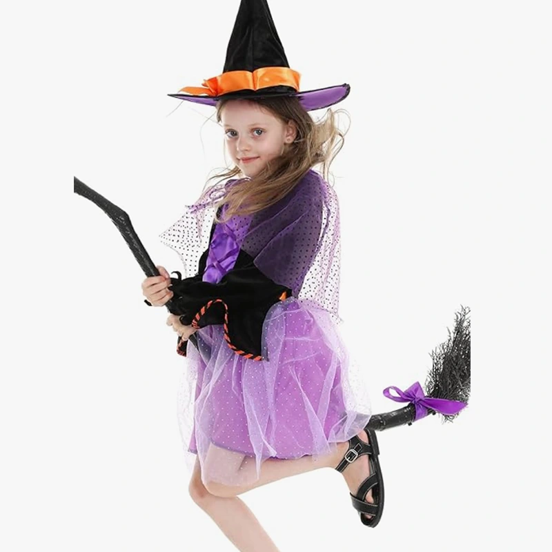 Storybook Character Day Heksenkostuum voor kinderen met kanten rand